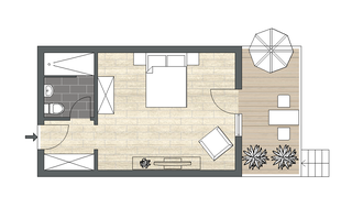Doppelzimmer Superior Balkon mit eigenen Garten