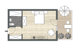 Doppelzimmer Superior Terrasse mit Gemeinschafts-garten
