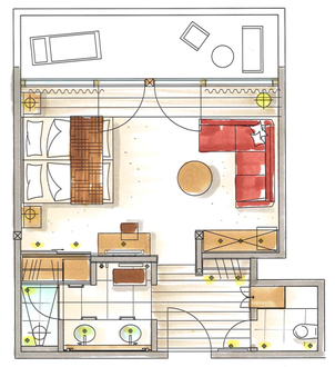 Zirbenzimmer Abendrot